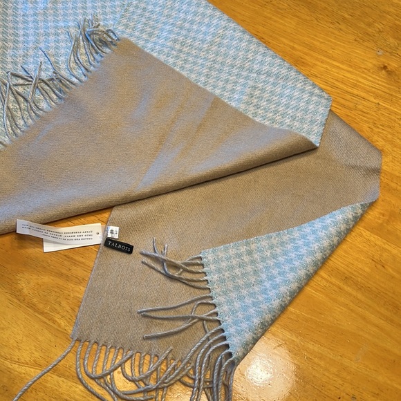 Talbots Accessories - Talbots 100% cashmere scarf. Double sided, tan on one side, mint green & cream